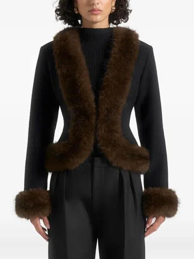 Manière De Voir Lina Jacke Mit Faux-fur-besatz In Black
