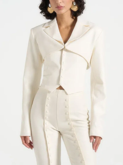 Manière De Voir Lise Tailored Crop Blazer And Bandeau Set In White
