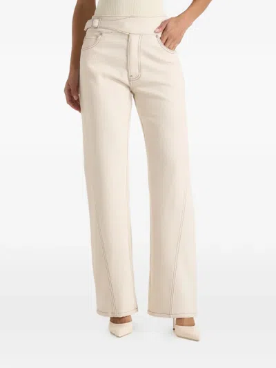 Manière De Voir Loane Twist-leg Boyfriend Jeans With Waist Adjuster In Neutral