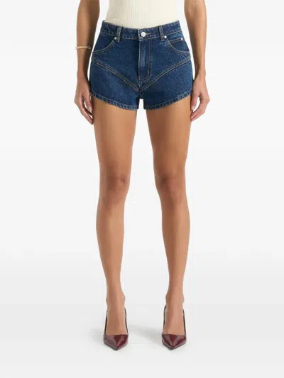 Manière De Voir Lore Sculpted Denim Shorts In Blue
