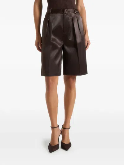 Manière De Voir Lorette Pleated High-rise Shorts In Brown