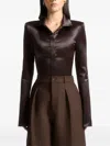 Manière De Voir Louise Shoulder-padded Satin Bodysuit