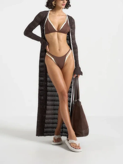 Manière De Voir Lydie Layered Bikini Top In Brown/cream