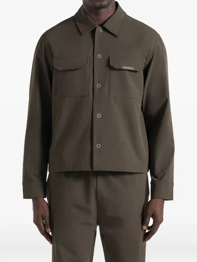 Manière De Voir Magnetic Pocket Cargo Jacket In Brown