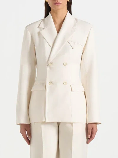 Manière De Voir Maia Double Breasted Blazer In White