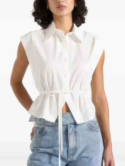 Manière De Voir Malia Cropped Shirt In White