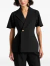 Manière De Voir Malika Short-sleeve Double-breasted Blazer In Black