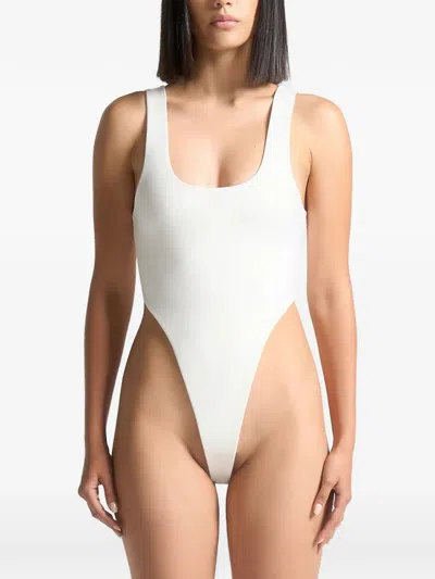 Manière De Voir Manon High-leg Bodysuit In White