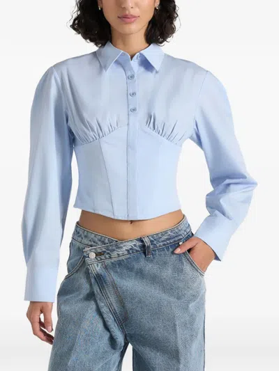 Manière De Voir Margot Corset Cotton Shirt In Blue