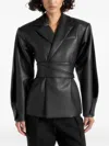 Manière De Voir Marie Twist-sleeve Belted Blazer In Black