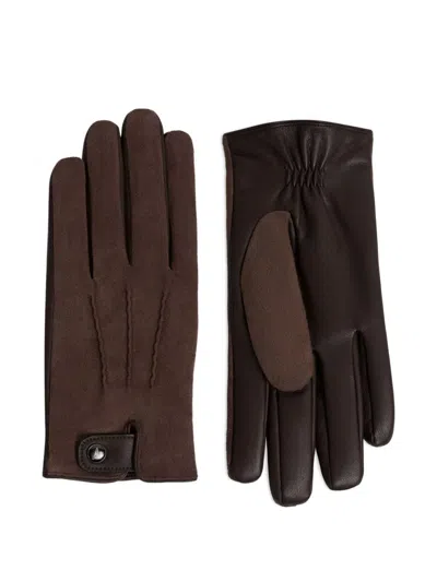 Manière De Voir Mario Faux-leather Gloves In Brown