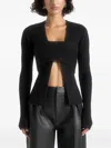 Manière De Voir Marisa Ribbed Bandeau Cardigan In Black