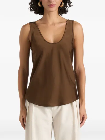 Manière De Voir Mathilda Satin Scoop-neck Open-back Tank Top In Animal Print