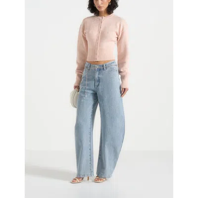 Manière De Voir Mayla Knitted Cinch Waist Cardigan In Pink
