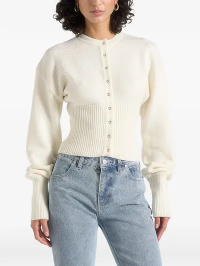 Manière De Voir Mayla Ribbed-waist Cardigan In Neutral