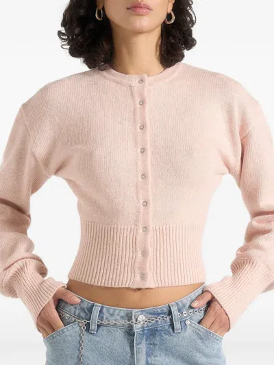 Manière De Voir Mayla Ribbed-waist Cardigan In Pink
