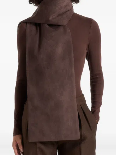 Manière De Voir Melia Reversible Eiffel-patch Scarf In Brown