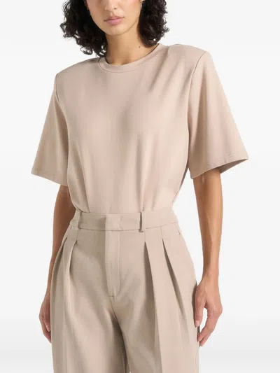 Manière De Voir Mia Short-sleeve Bodysuit In Neutral