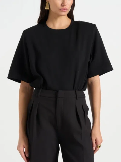 Manière De Voir Mia Wide Shoulder Bodysuit T-shirt In Black