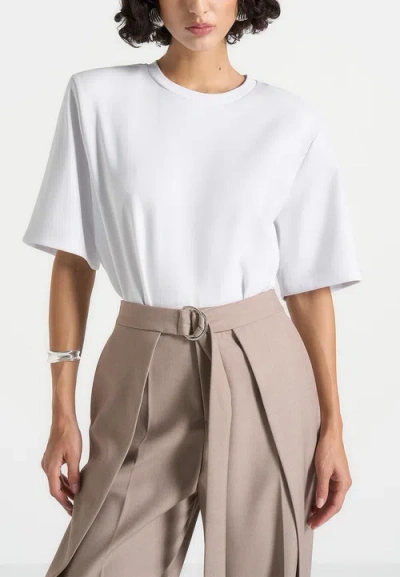 Manière De Voir Mia Wide Shoulder Bodysuit T-shirt In White