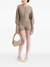 Manière De Voir Michele Ribbed Scalloped Playsuit In Neutral