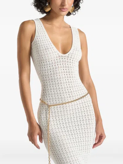 Manière De Voir Myriam Pointelle Open-back Maxi Dress In White