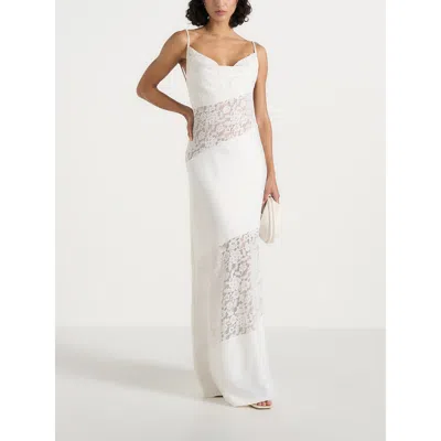 Manière De Voir Naya Asymmetric Lace Maxi Dress In White