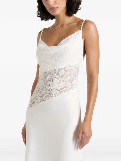 Manière De Voir Naya In White Asymmetric Lace Maxi Dress