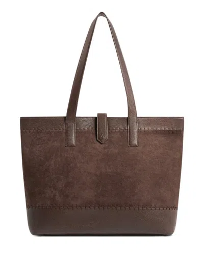 Manière De Voir Nicolas Whipstitch-detail Tote Bag In Brown