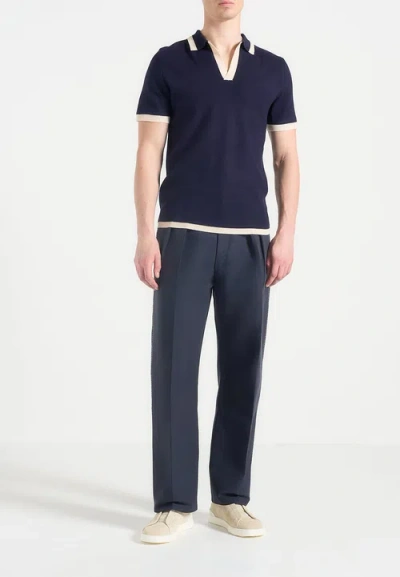 Manière De Voir Nolan Twin Pleat Chino Trousers With Stitch Detail In Blue