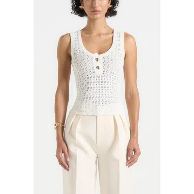 Manière De Voir Nora Pointelle Knitted Vest With Knot Button In Multi