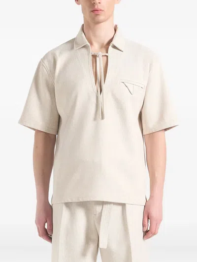 Manière De Voir Norbert Textured Drawstring Shirt In White