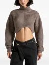 Manière De Voir Olia Curved-hem Sweater In Brown