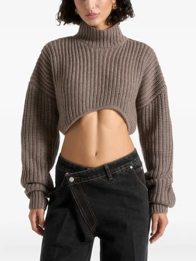 Manière De Voir Olia Curved-hem Sweater In Brown