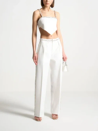 Manière De Voir Patricia Embellished Tailored Trousers In White