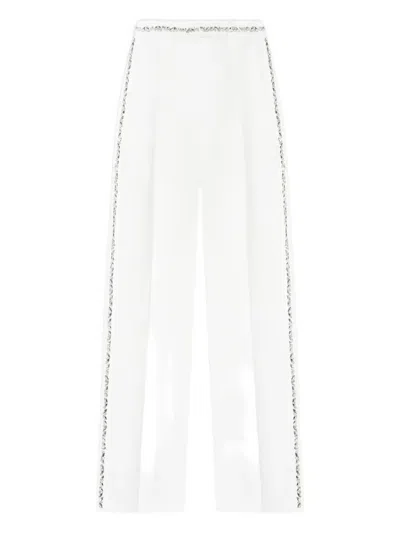 Manière De Voir Patricia Side-embellished Pleated Trousers In White