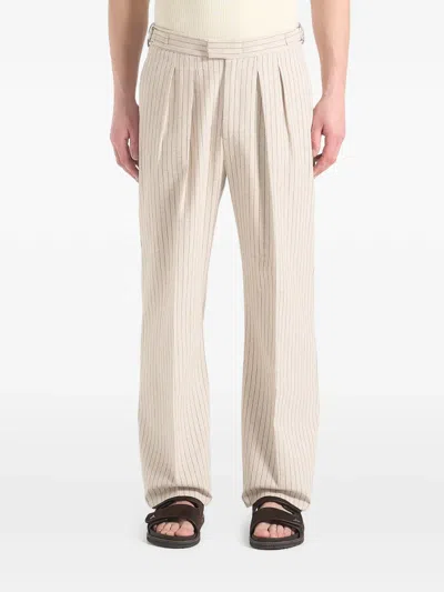Manière De Voir Pierre Pinstripe-pattern Pleated Tailored Trousers In Neutral