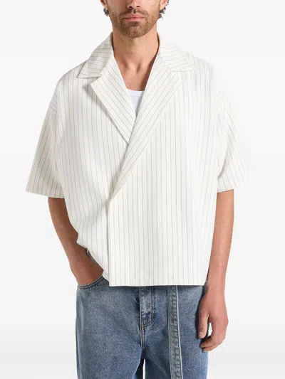 Manière De Voir Pinstripe Double-breasted Shirt In White