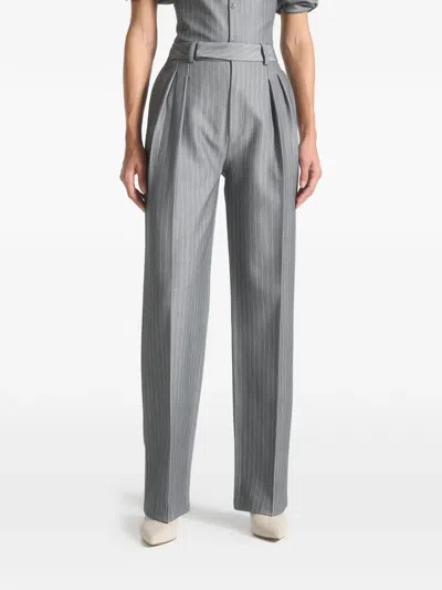 Manière De Voir Pinstripe Pleat Tailored Trousers In Gray
