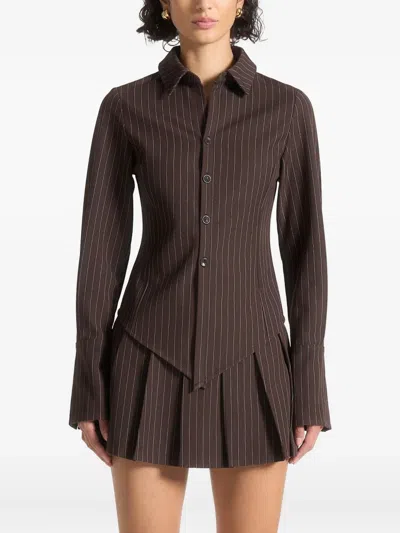 Manière De Voir Pinstripe Shirt In Brown