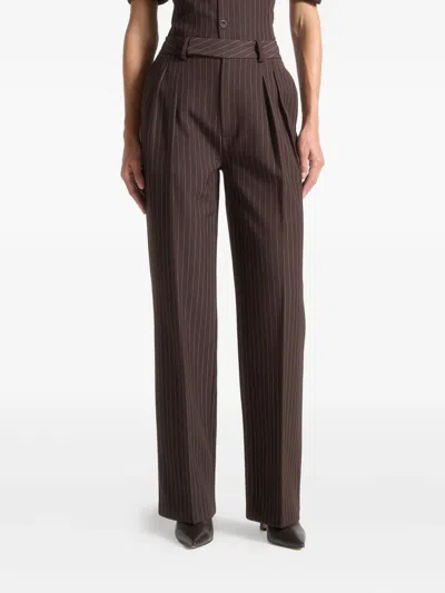 Manière De Voir Pinstripe Twin-pleat Trousers In Brown