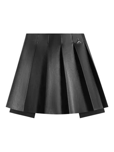 Manière De Voir Pleated Eiffel Plaque Skirt In Black