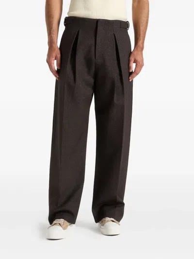 Manière De Voir Pleated-front Straight-leg Trousers In Brown