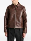 Manière De Voir Point-collar Zip-front Leather Jacket