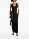 Manière De Voir Pointelle Open-back Maxi Dress In Black