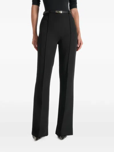 Manière De Voir Quinn In Black High-waisted Belted Fit & Flared Trousers In Purple
