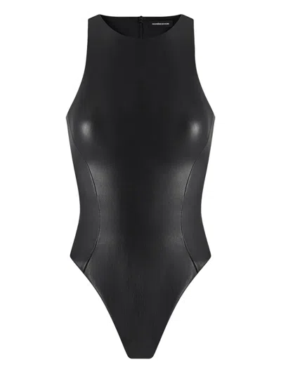 Manière De Voir Racer Neck Bodysuit In Black