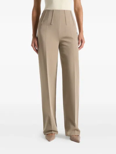 Manière De Voir Rafaela Corset Waist Tailored Trousers In Brown