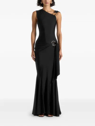 Manière De Voir Rania Draped Gown In Black