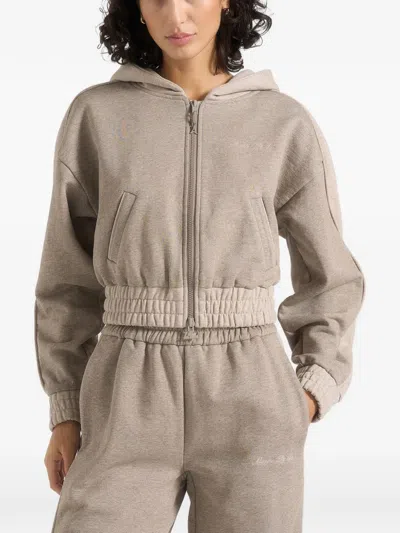 Manière De Voir Rayna Two-tone Cropped Hoodie In Brown